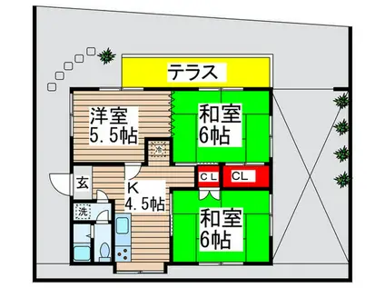 アイビーコート(3K/1階)の間取り写真