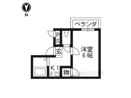 ロイヤル紫野(ワンルーム/1階)の間取り写真