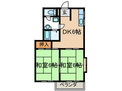 コーポ愛Ⅱ(2DK/2階)の間取り写真