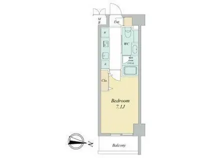 ヴェルデシア名駅南(1K/8階)の間取り写真