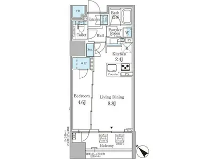 アネシア築地ステーションレジデンス(1LDK/9階)の間取り写真