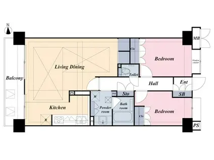パルテール白金(2LDK/3階)の間取り写真