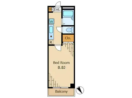 PARK HILL目黒不動前(1K/3階)の間取り写真