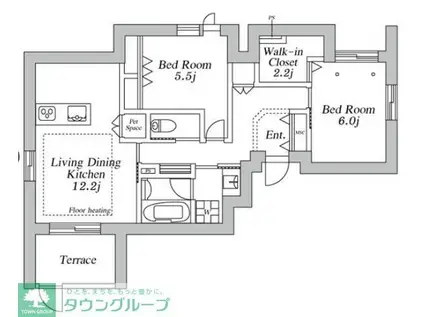 登戸メゾン西棟(2LDK/1階)の間取り写真
