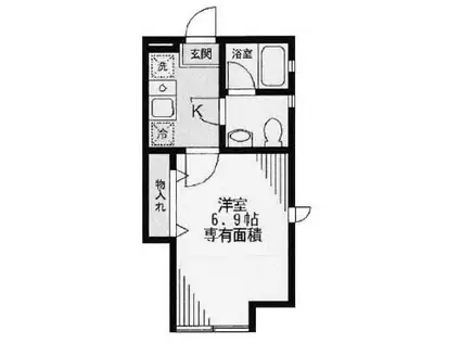 スカイクーレ(1K/1階)の間取り写真