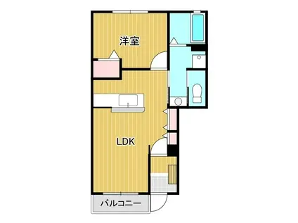 カレントA(1LDK/1階)の間取り写真