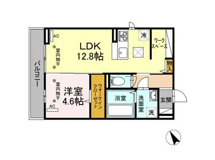 MARIGOLD(1LDK/1階)の間取り写真