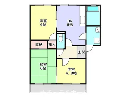 サンハイムみどり(3DK/2階)の間取り写真