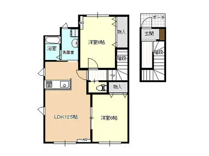 ル・グランヴェールII(2LDK/2階)の間取り写真