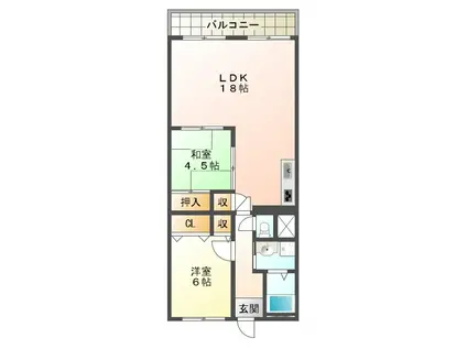 エクセル舞子(2LDK/4階)の間取り写真