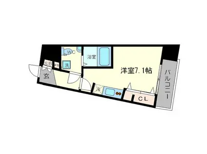 アフルエンス難波(ワンルーム/10階)の間取り写真