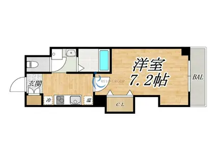 みおつくし桑津(1K/6階)の間取り写真