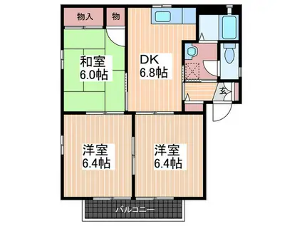 フォーレス宮島B(3DK/2階)の間取り写真