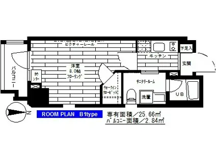 ステージファースト新宿原町(1K/2階)の間取り写真