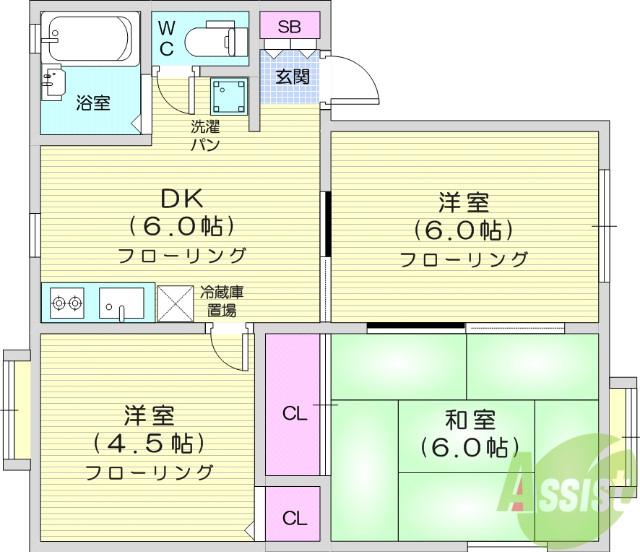 レクサス南光台1(3DK/2階)の間取り写真