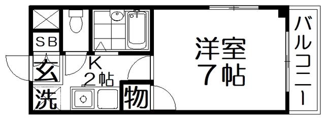 クリエイト香里園(1K/2階)の間取り写真