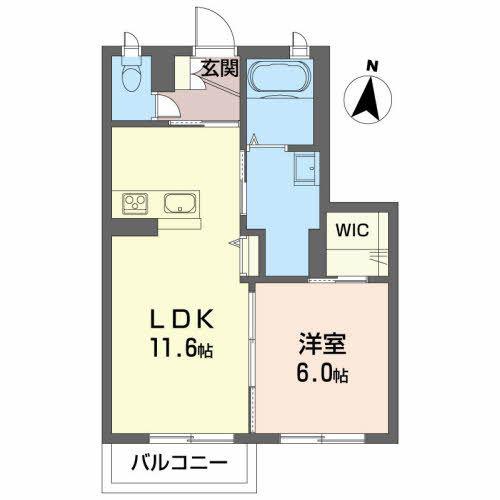 ベレオガーデンズ久留米II(1LDK/2階)の間取り写真
