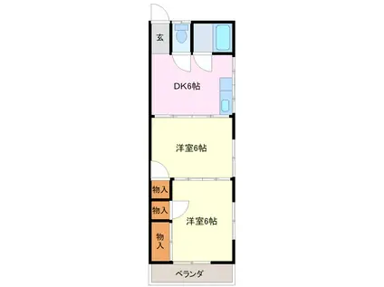 コーポ落合(2DK/1階)の間取り写真