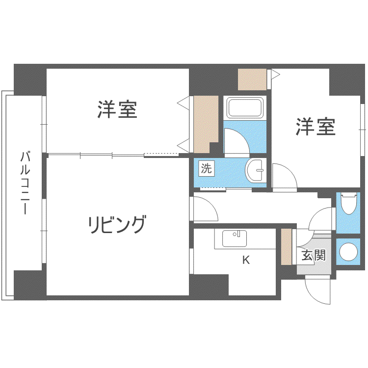 ビッグパレス南5条(2LDK/5階)の間取り写真