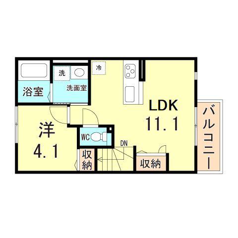 ブリームコート西宮北口(1LDK/2階)の間取り写真