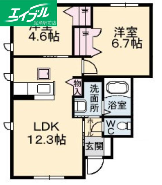 パフィオA棟(2LDK/1階)の間取り写真