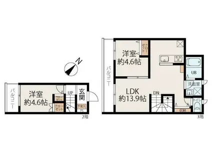 メゾン須磨離宮前(2LDK/2階)の間取り写真