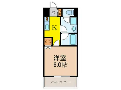 オーシャン東中島 (1K/2階)の間取り写真