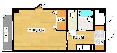 セゾン升本(1K/3階)の間取り写真