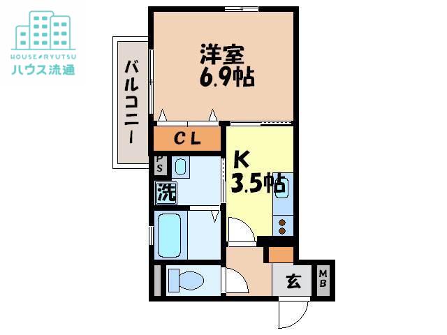 エスペランサ本原(1K/3階)の間取り写真