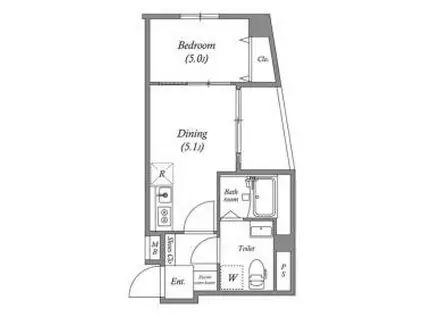 SERENITE-04(1DK/11階)の間取り写真