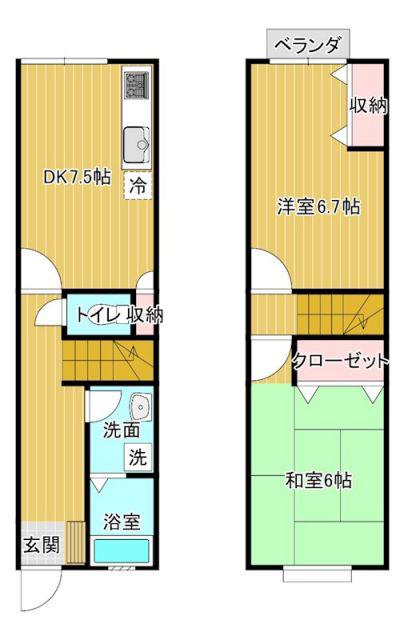 ツインピア舟入II(2DK/1階)の間取り写真