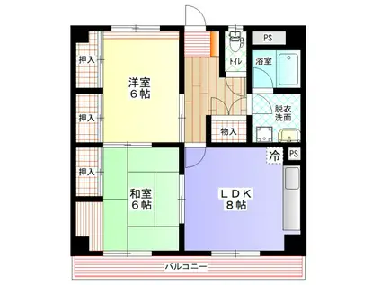 アクシオン(2LDK/2階)の間取り写真