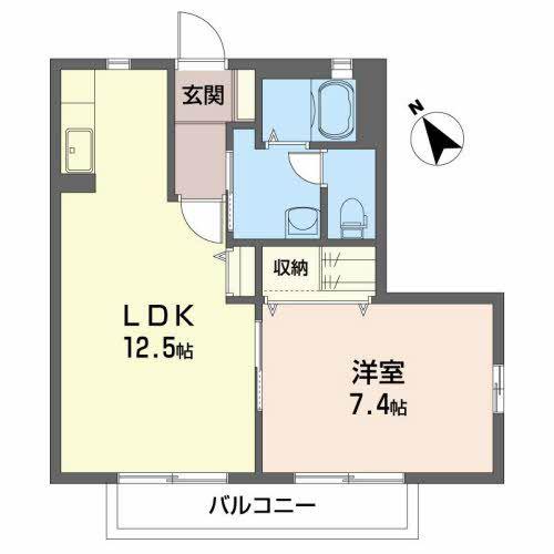 ラルジュ・ハーモニー(1LDK/1階)の間取り写真