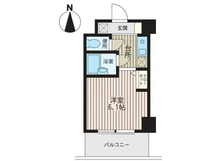 エグゼプリュート中丸子(1K/4階)の間取り写真