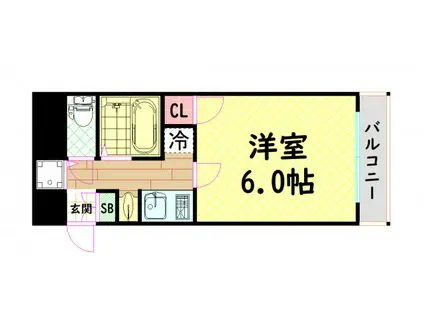 プレサンス難波イーストモダニティ(1K/5階)の間取り写真