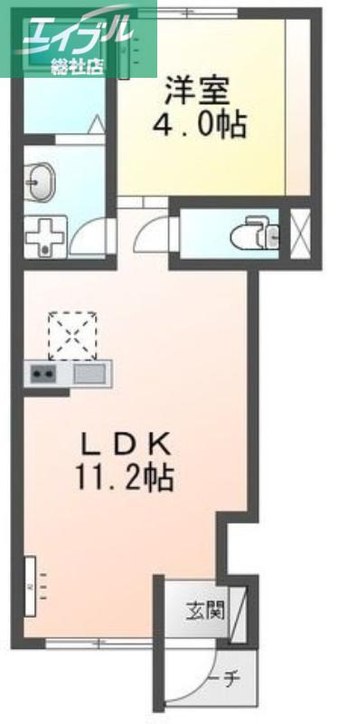 ニューページ(1LDK/1階)の間取り写真