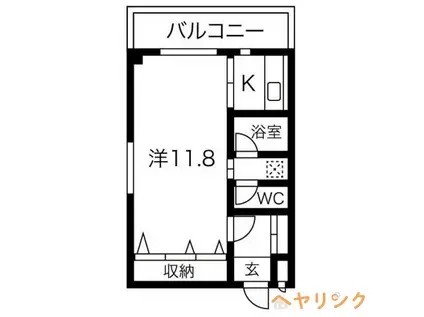 パビヨンよもぎ台(1K/2階)の間取り写真
