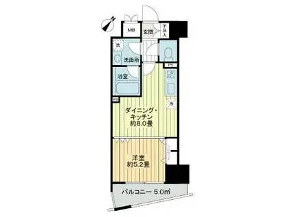 デュオ・スカーラ市ヶ谷(1DK/3階)の間取り写真