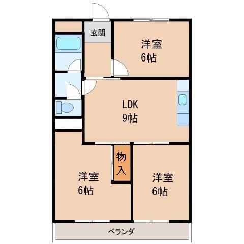 グランメール黒田(3DK/3階)の間取り写真