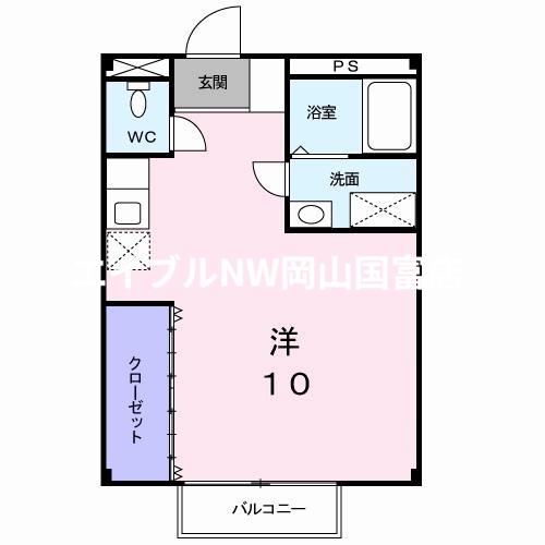 あんてぃーく(ワンルーム/2階)の間取り写真