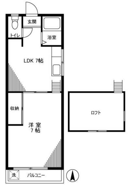 コーポ豊田(1LDK/2階)の間取り写真