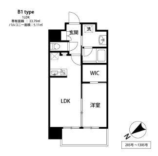 THE天神シティ(1LDK/6階)の間取り写真