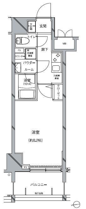 ARTESSIMO RILLIA-(1K/2階)の間取り写真