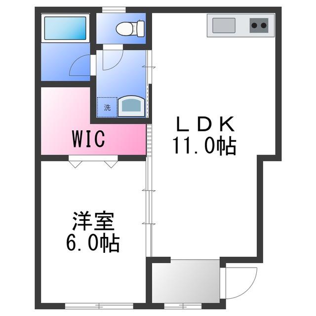 TJ西浜 A(1LDK/1階)の間取り写真