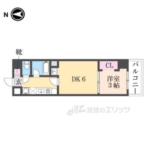パークモダン伊丹(1DK/3階)の間取り写真