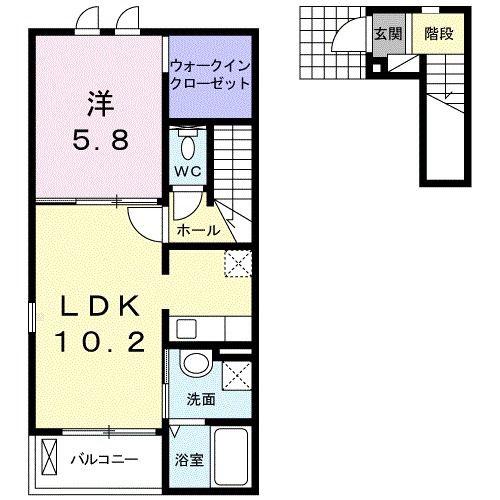 グランドF・LOGIE(1LDK/2階)の間取り写真