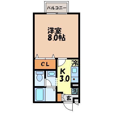 まなび野壱番館(1K/2階)の間取り写真