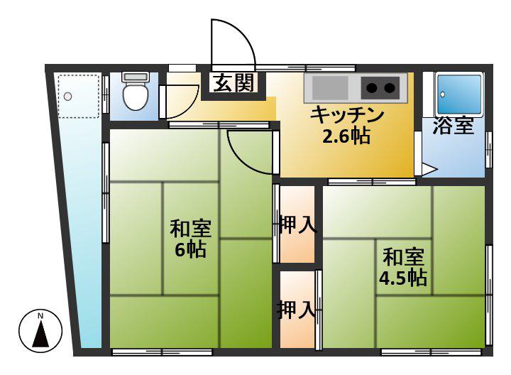 柿沼荘(2K/1階)の間取り写真