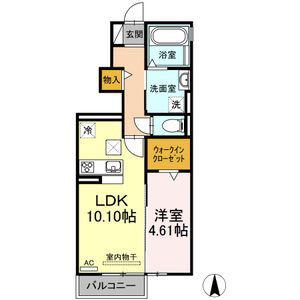 グリュック(1LDK/1階)の間取り写真