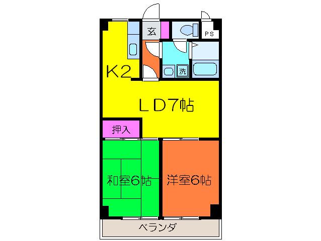 モンシャトー水橋(2LDK/2階)の間取り写真